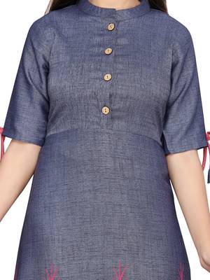 Blue plain pure cotton girls-top-bottom 5
