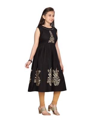 Black printed pure cotton girls-top-bottom 2