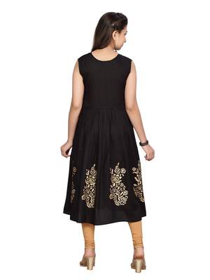 Black printed pure cotton girls-top-bottom 4