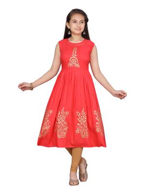 Red printed pure cotton girls-top-bottom 1
