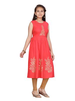 Red printed pure cotton girls-top-bottom 2