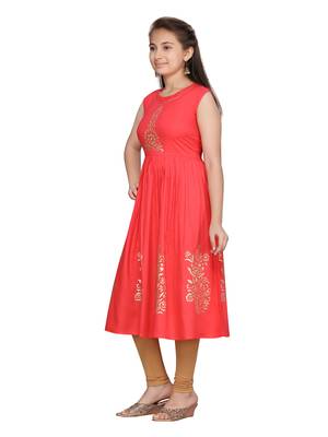 Red printed pure cotton girls-top-bottom 3