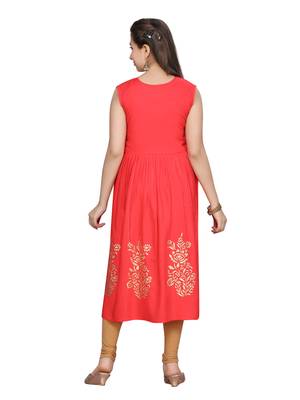 Red printed pure cotton girls-top-bottom 4