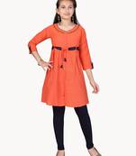 Orange plain cotton kids-tops
