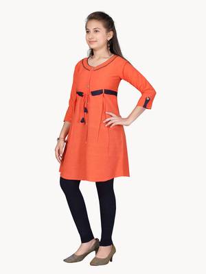 Orange plain cotton kids-tops 3