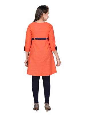 Orange plain cotton kids-tops 4