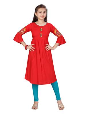 Red plain cotton kids-tops 1