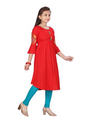 Red plain cotton kids-tops 2