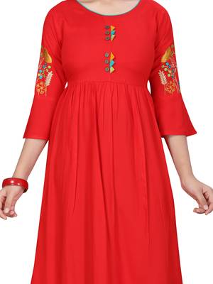 Red plain cotton kids-tops 5