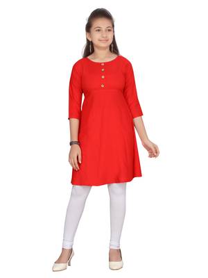 Red plain pure cotton kids-tops 1