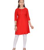 Red plain pure cotton kids-tops