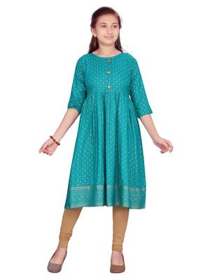 Green printed pure cotton kids-tops 1