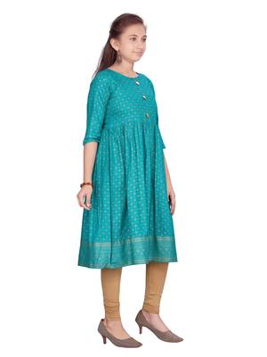 Green printed pure cotton kids-tops 2