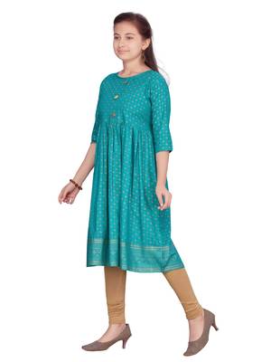 Green printed pure cotton kids-tops 3
