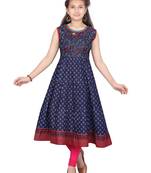 Blue printed cotton kids-tops