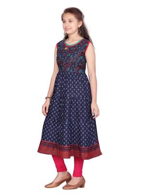 Blue printed cotton kids-tops 3