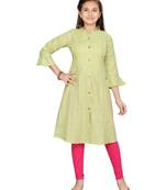 Green plain pure cotton kids-tops
