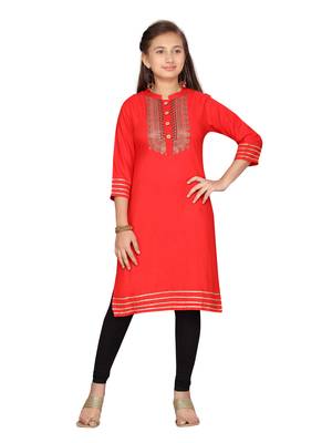 Red printed pure cotton kids-tops 1