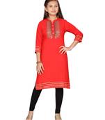 Red printed pure cotton kids-tops