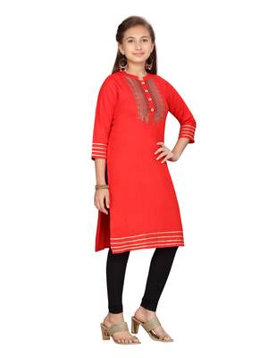 Red printed pure cotton kids-tops 2