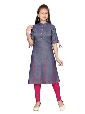 Blue plain pure cotton kids-tops 1