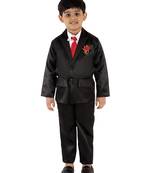 Black plain cotton silk boys-suit
