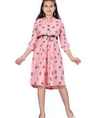 Pink printed cotton kids-frocks