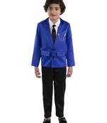 Blue plain cotton silk boys-suit