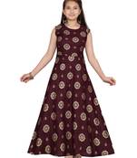 Maroon plain pure cotton kids-frocks