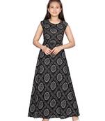 Black printed pure cotton kids-frocks
