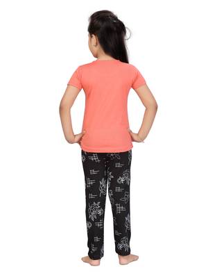 Orange printed cotton girls-top-bottom 4