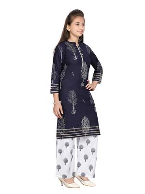Blue printed pure cotton girls-top-bottom 2