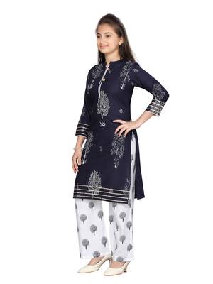 Blue printed pure cotton girls-top-bottom 3