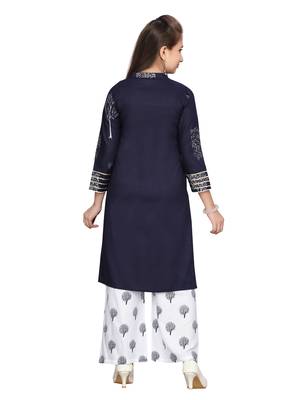 Blue printed pure cotton girls-top-bottom 4