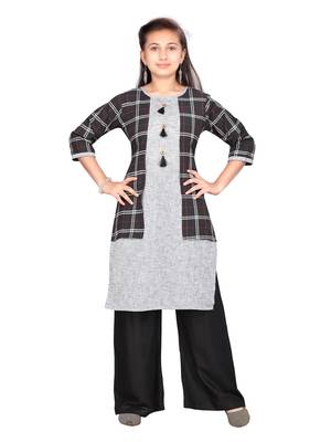 Black plain cotton girls-top-bottom 1