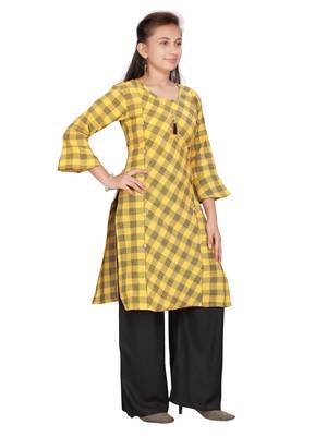 Yellow plain cotton girls-top-bottom 2