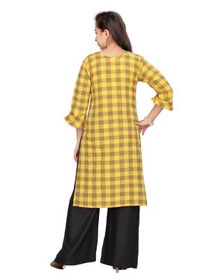Yellow plain cotton girls-top-bottom 4