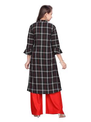 Black embroidered cotton girls-top-bottom 4