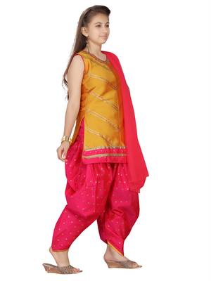 Yellow plain pure silk girls-top-bottom 2