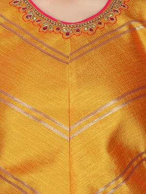 Yellow plain pure silk girls-top-bottom 5