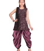 Purple hand woven velvet girls-top-bottom