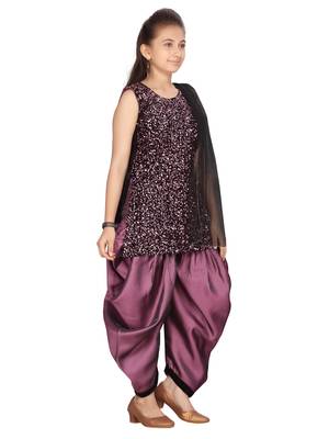 Purple hand woven velvet girls-top-bottom 2