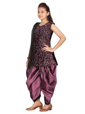 Purple hand woven velvet girls-top-bottom 3