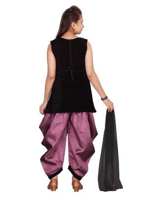 Purple hand woven velvet girls-top-bottom 4