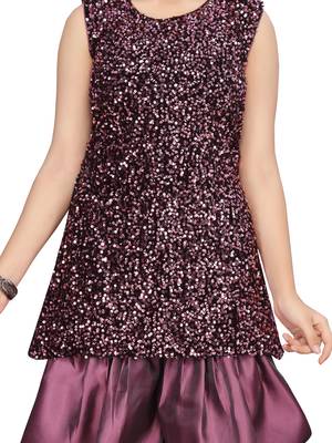 Purple hand woven velvet girls-top-bottom 5