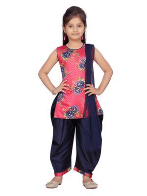 Pink plain pure silk girls-top-bottom 1