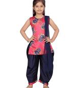 Pink plain pure silk girls-top-bottom