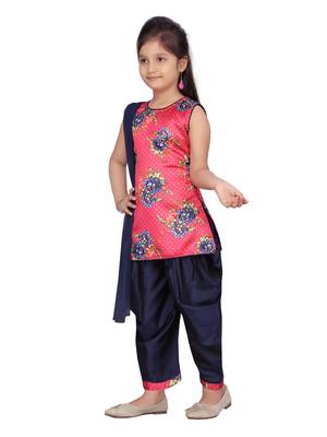 Pink plain pure silk girls-top-bottom 3