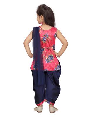 Pink plain pure silk girls-top-bottom 4
