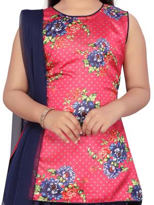 Pink plain pure silk girls-top-bottom 5